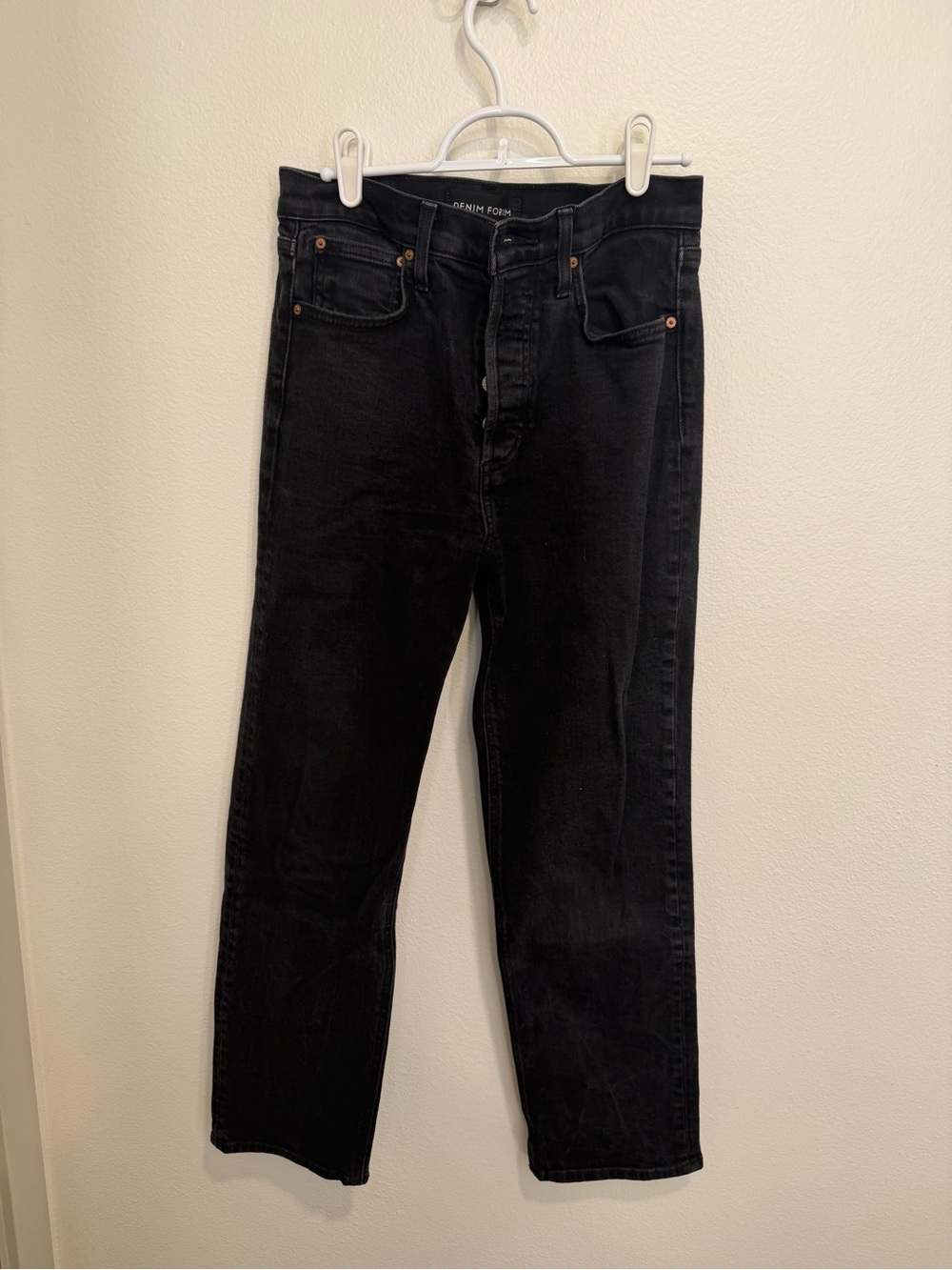 Denim Forum Straight Fit Black Jeans (L)